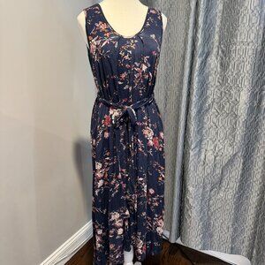 Latched Mama Women's Pleated Nursing Dress Navy Floral One Size Fits All